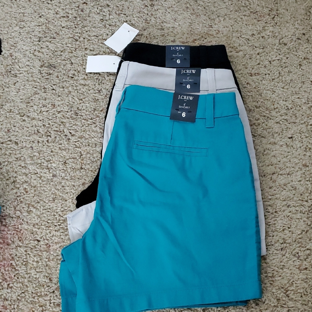 J. Crew Women's Shorts Trio - Black, White, Teal
